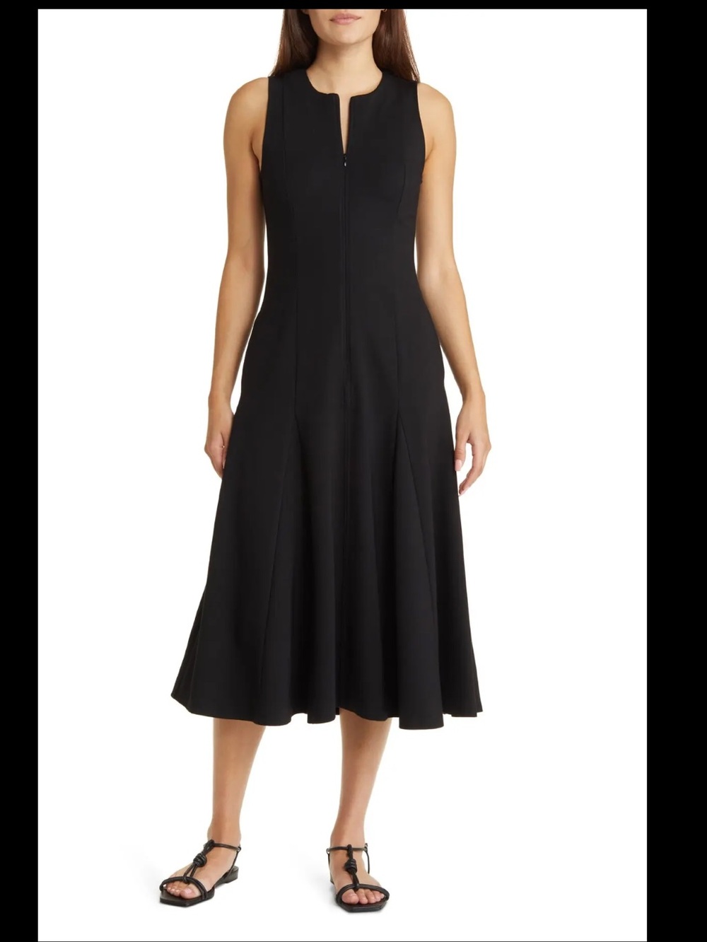 NORDSTROM Black Sleeveless Midi Dress with Front Zip ❤️❤️